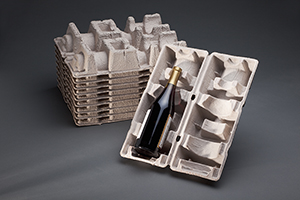 1-Pack molded fiber clamshell for 750 ML bottles 