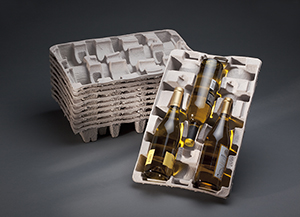 3 Pack/Multipack molded fiber stackable trays for 750 ML bottles