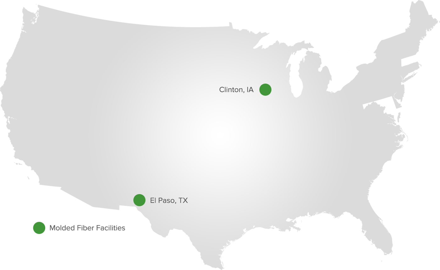 Molded Fiber Technology (MFT) Molded Fiber Locations Map