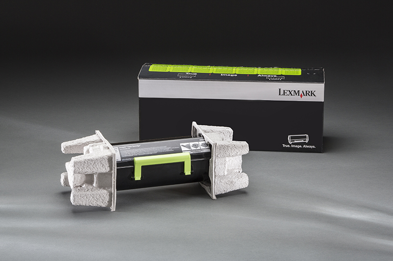 Molded fiber end cap packaging for Lexmark by Molded Fiber Technology (MFT)